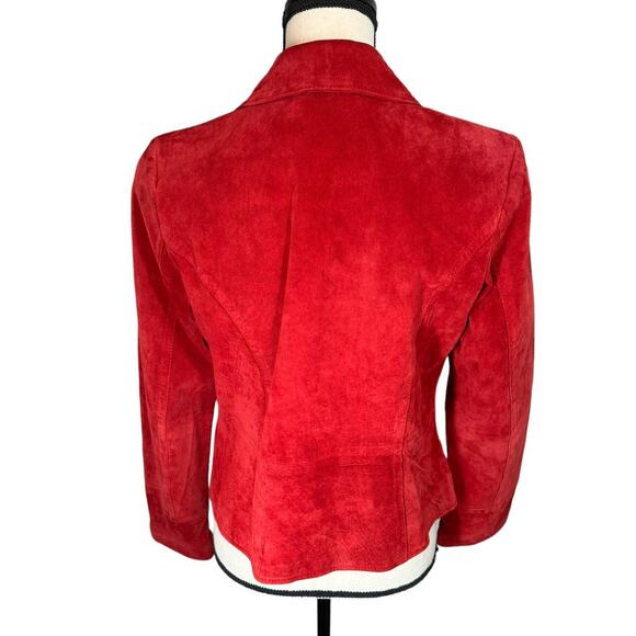 Vintage i.e. Red Suede Blazer 90s Y2K Dark Academia Medium - Picture 4 of 8